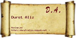 Durst Aliz névjegykártya